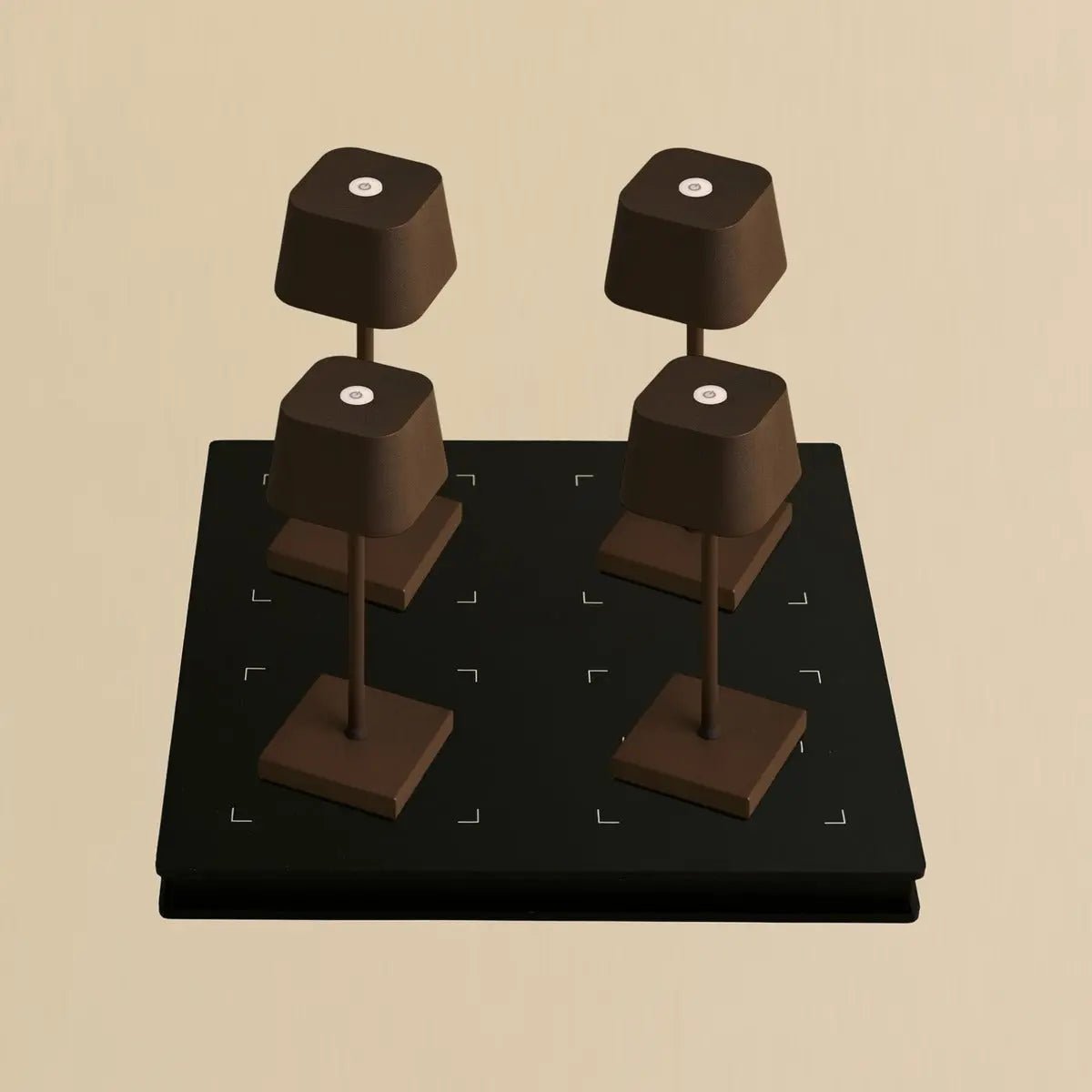 Professional Combi Set - 4 x Sarphati Mini Mocha Brown Rechargeable Table Lamps and 1 x Amstel Wireless Station Wireles