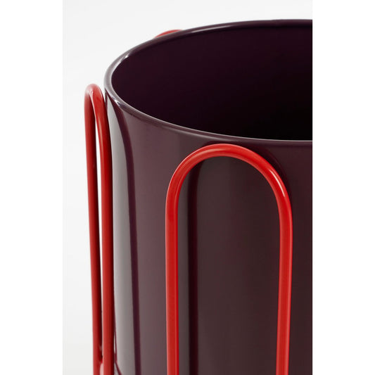 Dione Flowerpot sur standard - Ensemble de 2 - H35 x Ø26 cm - métal - rouge foncé, rouge clair
