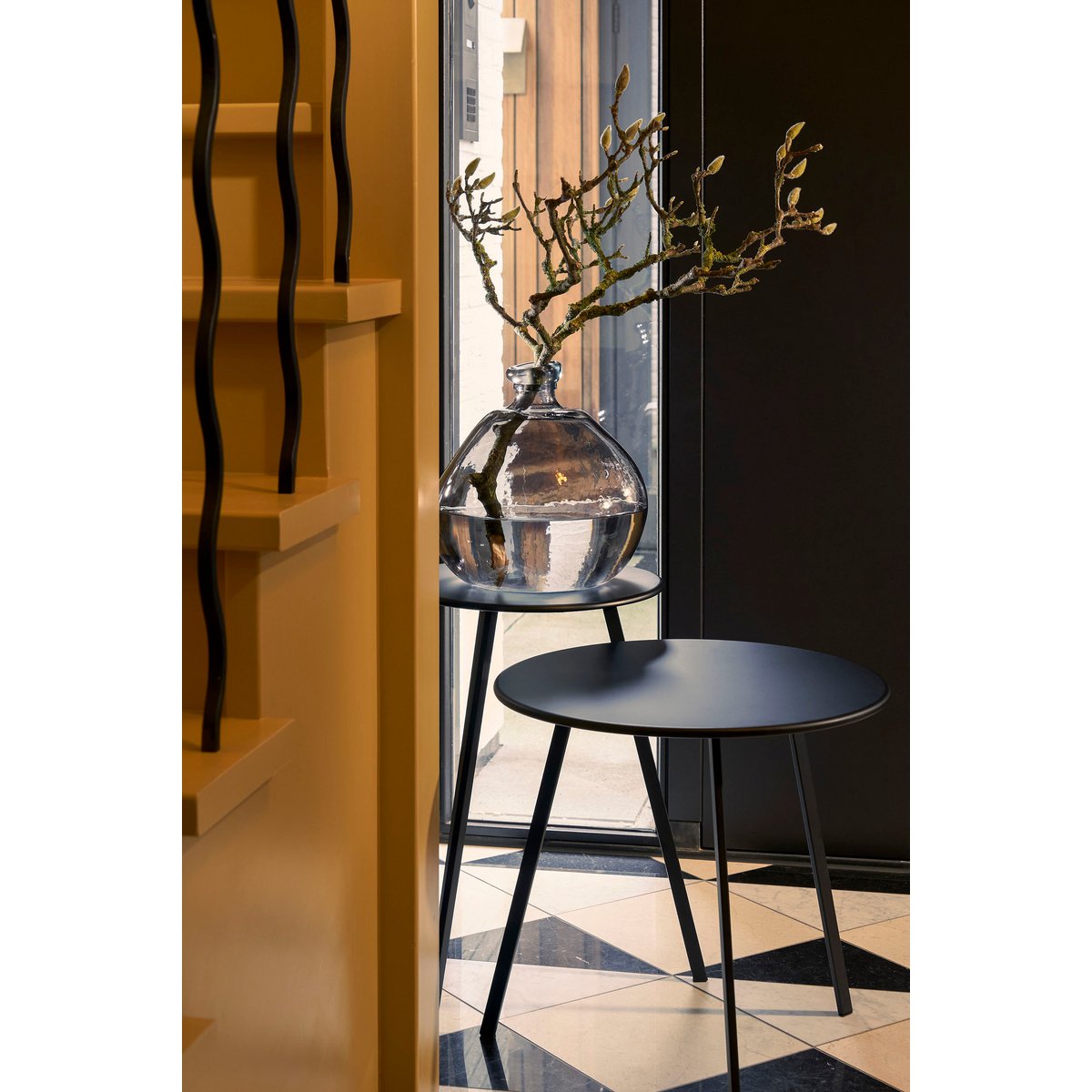 Table d'Appoint d'Extérieur Seattle - H58 x Ø38 cm - Métal - Noir