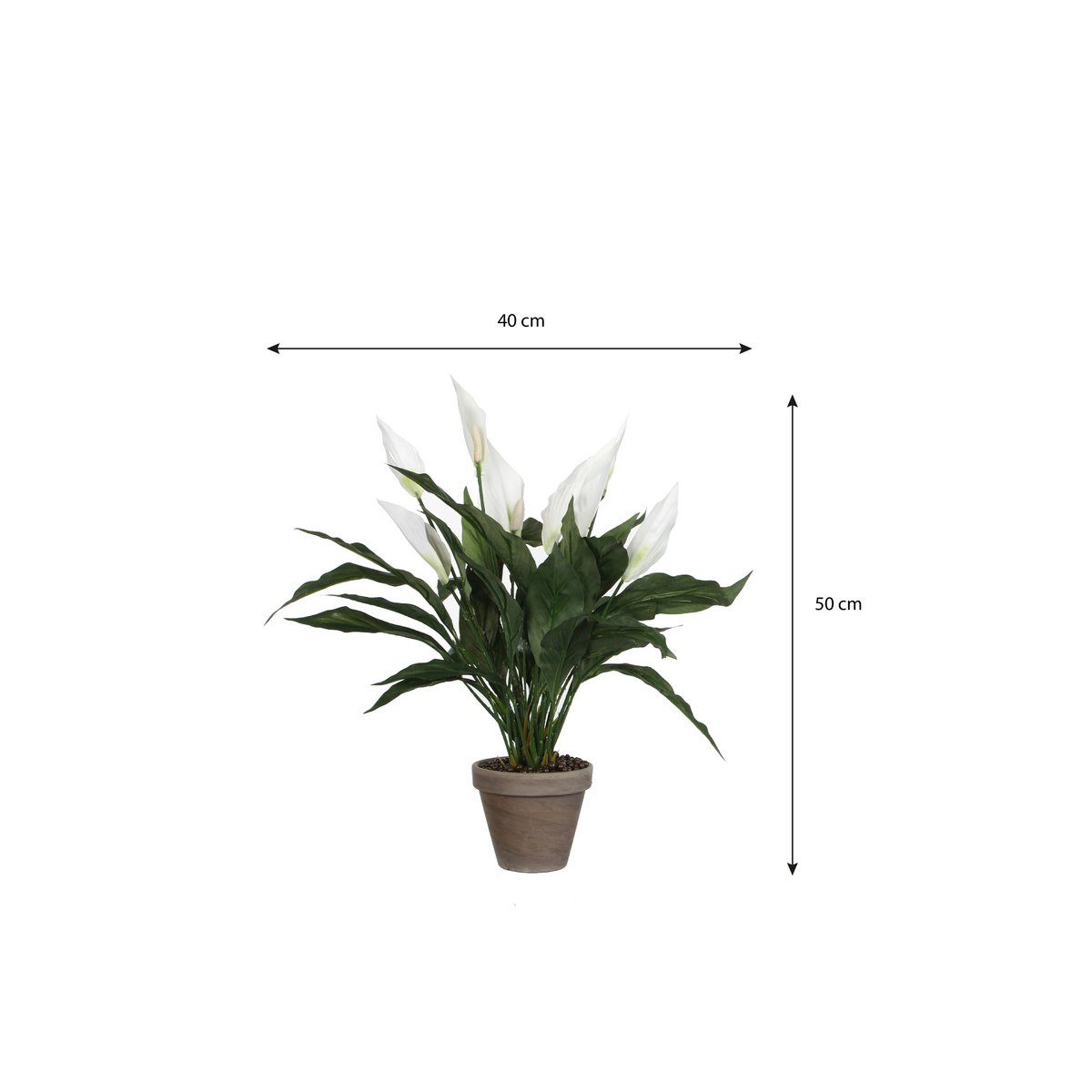 Spathiphyllum Plante Artificielle en Pot de Fleur Stan - H50 x Ø40 cm - Blanc