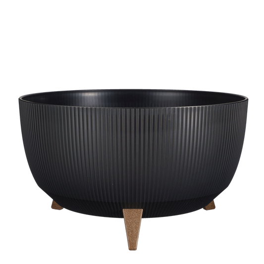 Pot de Fleurs sur Pieds Doppio - H22 x Ø47 cm - Plastique Recyclé - FSC Mix - Noir