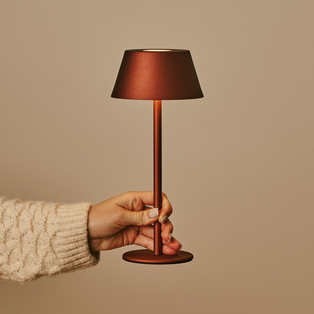Milou Bronze - lampe de table sans câble l moderne, design et 3 modes lumineux