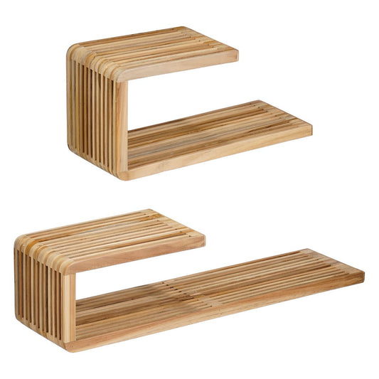Étagère murale Josha flottante - Ensemble de 2 - L80 x B21 x H20 cm - bois recyclé - brun