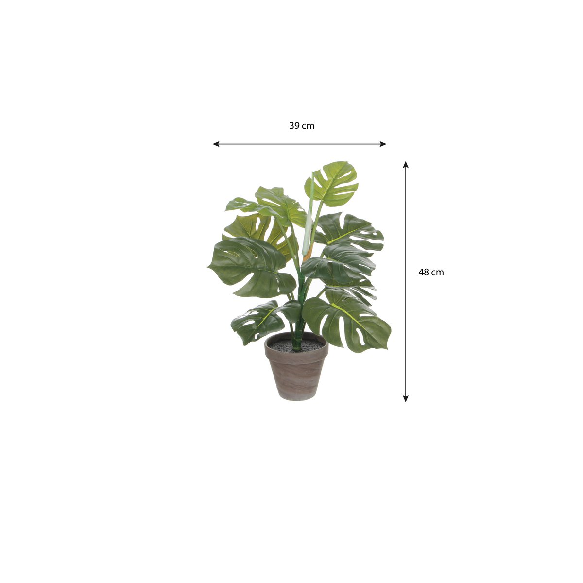 Plante Artificielle Monstera en Pot de Fleur Stan - H48 x Ø39 cm - Vert
