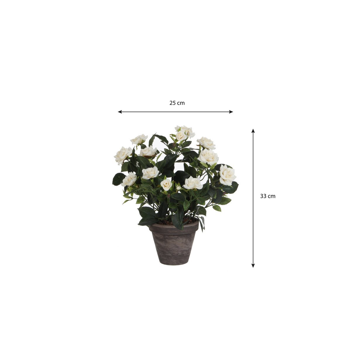 Rosier artificiel en pot de fleur Stan - H33 x Ø25 cm - Blanc
