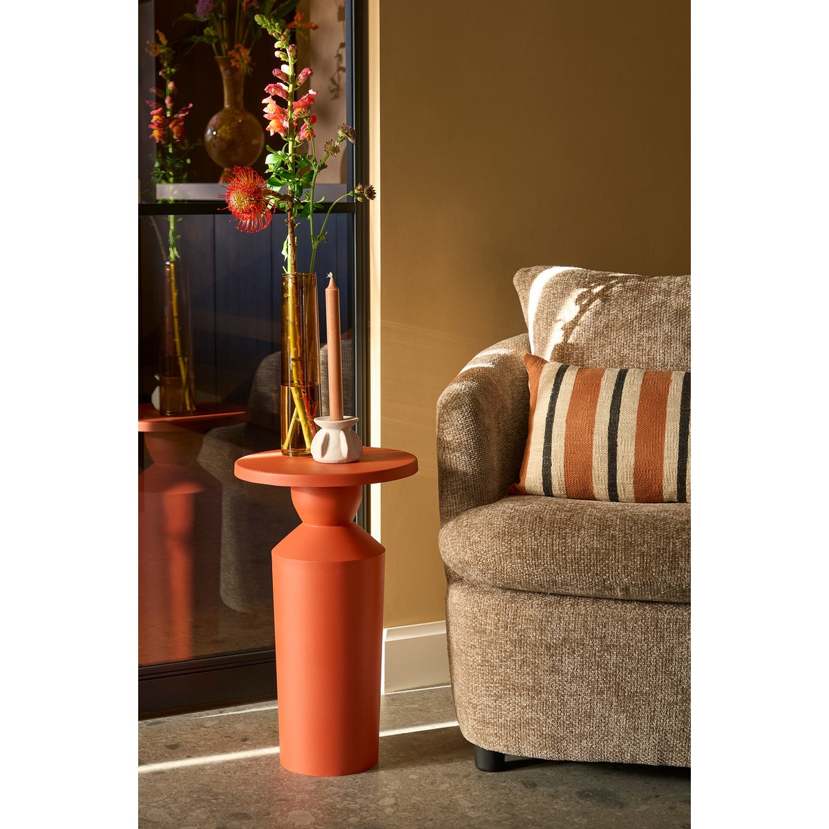 Table d'appoint Feroza - H51 x Ø30 cm - Métal - Orange