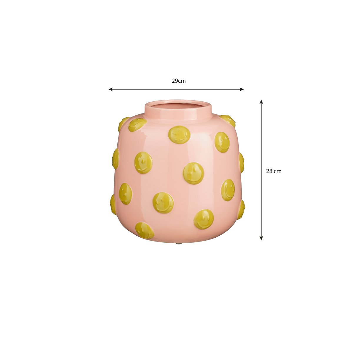 Vase Smiley - H28 X Ø29 cm - Céramique - rose clair, ocre