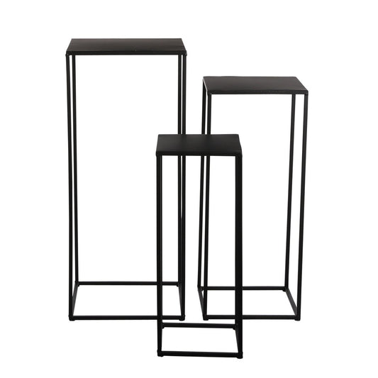 Table d'appoint Quinty - Lot de 3 - L30 x l30 x H70 cm - Métal - Noir