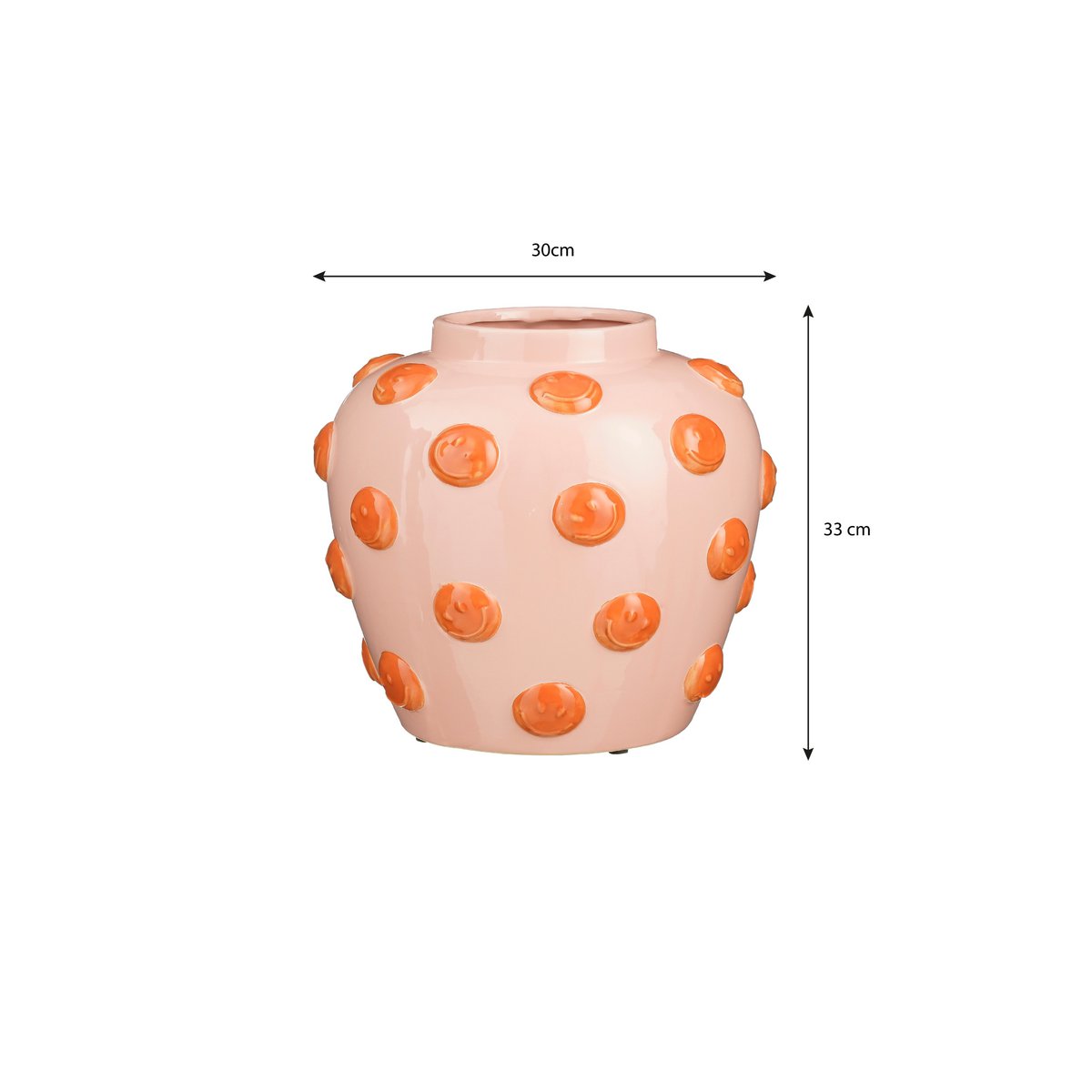 Vase Smiley - H33 X Ø30 cm - Céramique - rose clair, orange