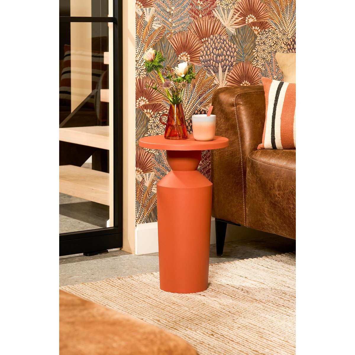 Table d'appoint Feroza - H51 x Ø30 cm - Métal - Orange