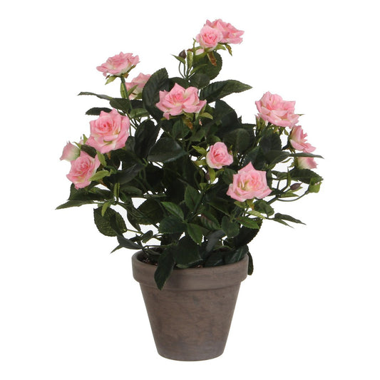 Rosier artificiel en pot de fleur Stan - H33 x Ø25 cm - Rose