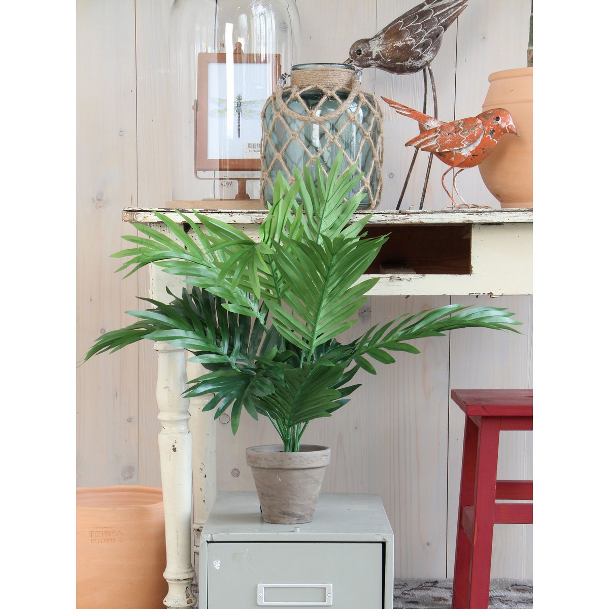 Palmier Areca artificiel en pot de fleur Stan - H45 x Ø60 cm - Vert