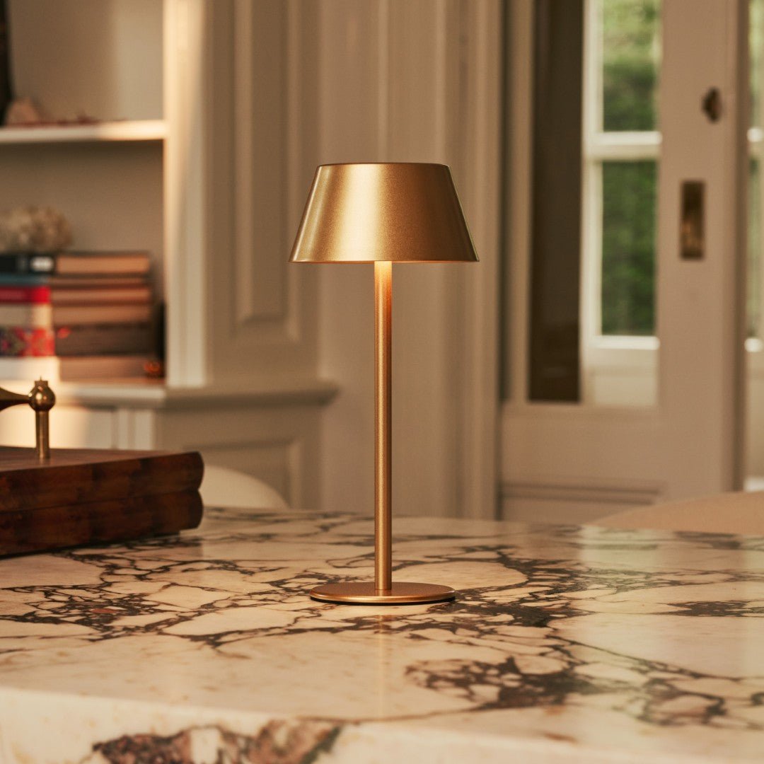 Milou Gold - lampe de table sans câble l moderne, design et 3 modes lumineux