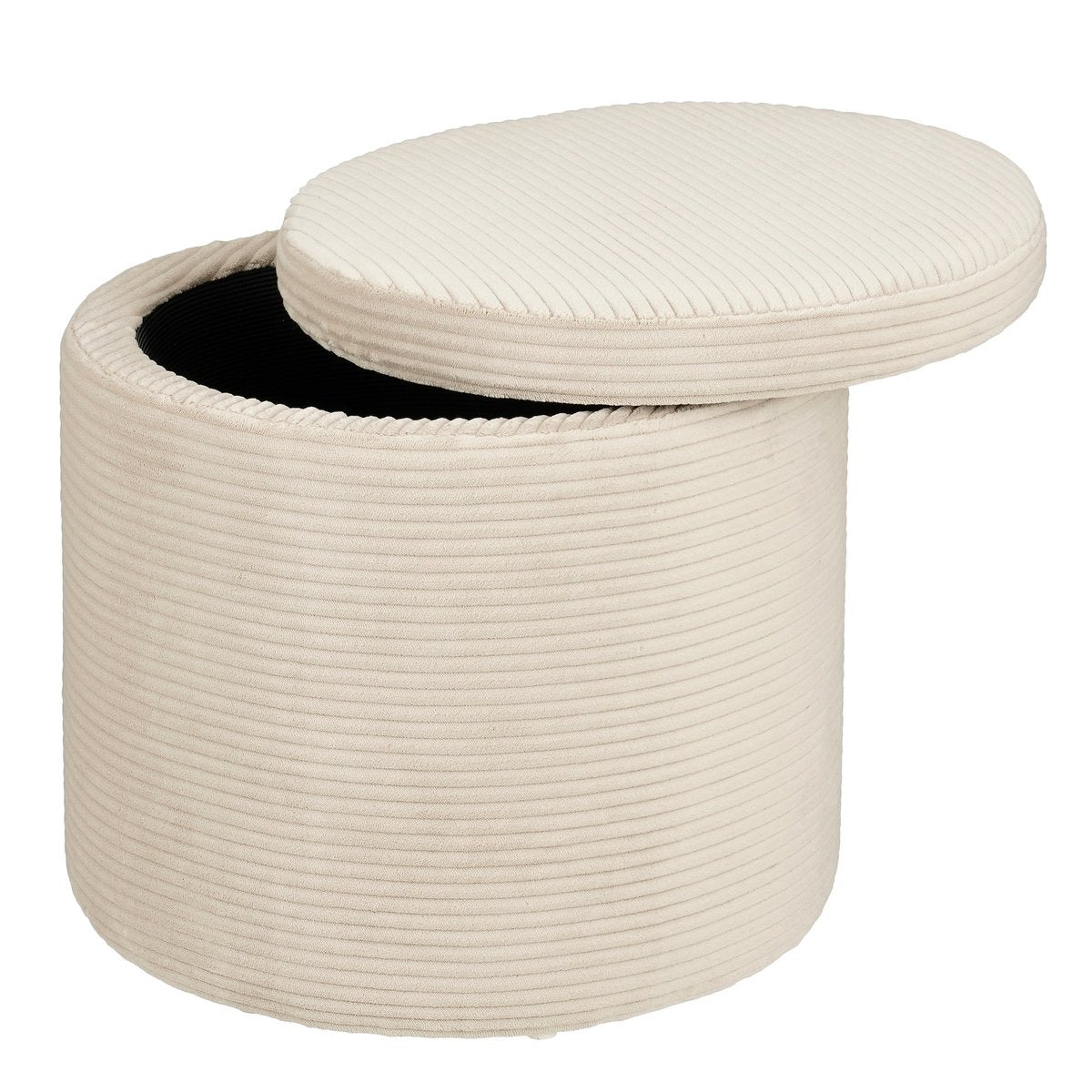 Pouf avec espace de stockage - H41 x Ø42 cm - off-blanc