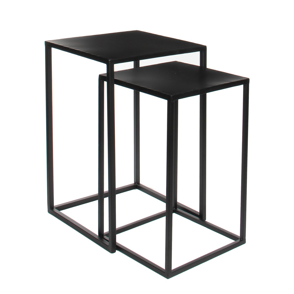 Table d'appoint Goa - Lot de 2 - L35 x l35 x H55 cm - Métal - Noir