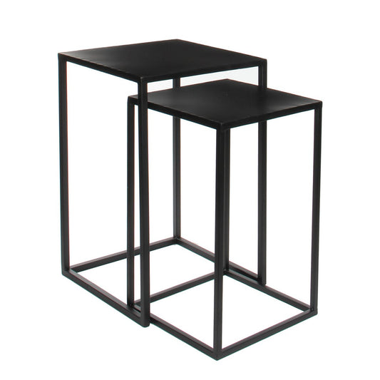 Table d'appoint Goa - Lot de 2 - L35 x l35 x H55 cm - Métal - Noir