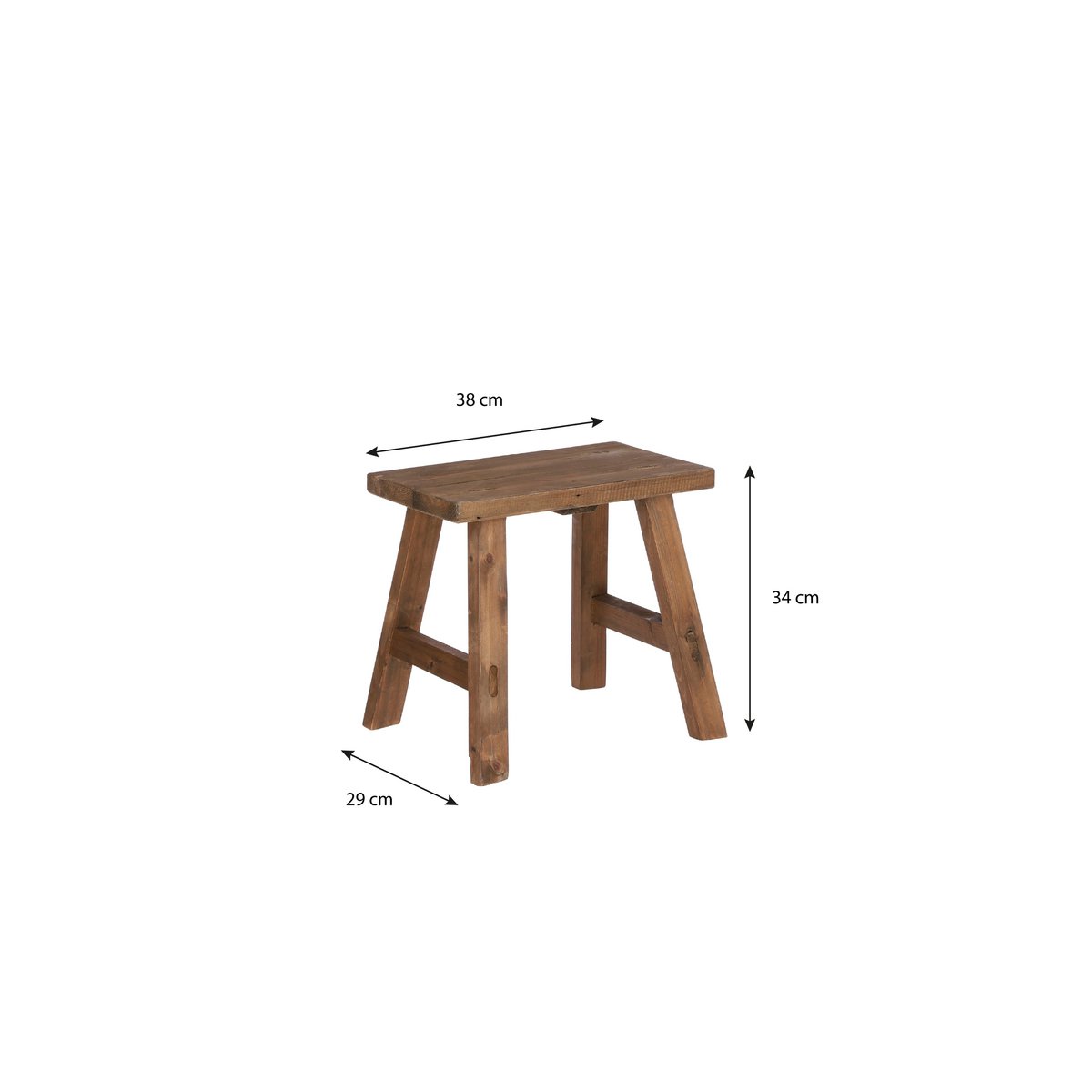 Tabouret en bois Bold - L38 x L29 x H34 cm - Bois recyclé - Marron
