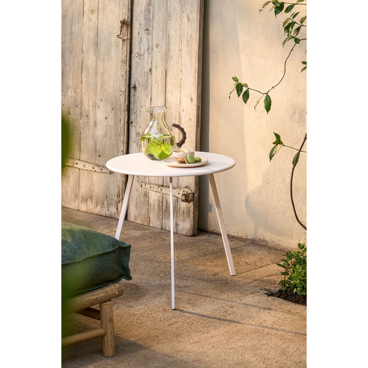 Table d'appoint Seatle à l'extérieur - H50 x Ø50 cm - Métal - blanc