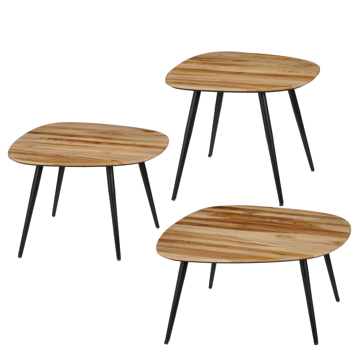 Table d'Appoint Jailey - Lot de 3 - L62 x L52 x H34 cm - Bois recyclé - Marron