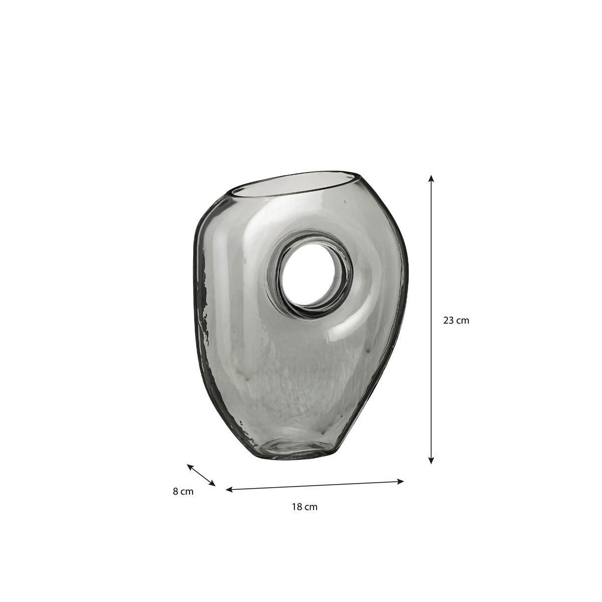 Vase Jay - L18 x L8 x H23 cm - Verre - Gris