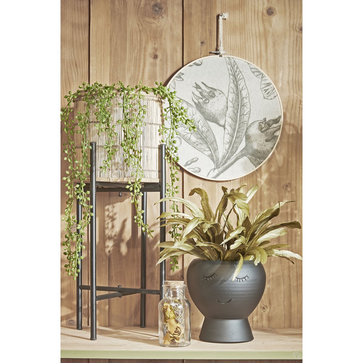 Plante Artificielle Suspendue Senecio en Pot - H68 x Ø9 cm - Vert