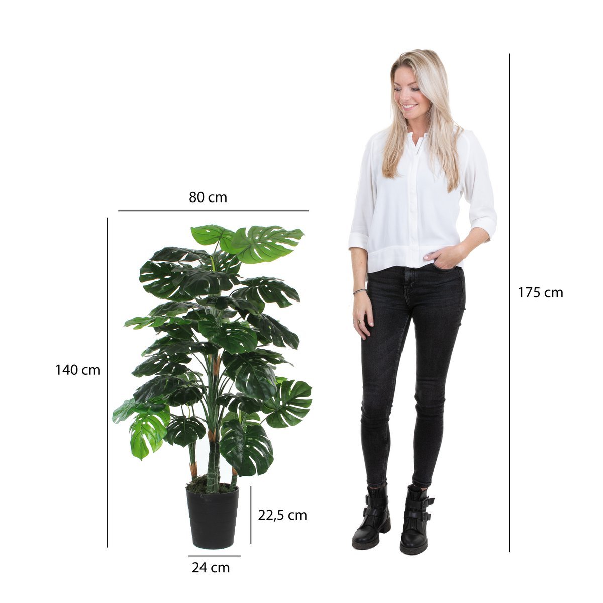Plante Artificielle Monstera - H140 x Ø80 cm - Vert