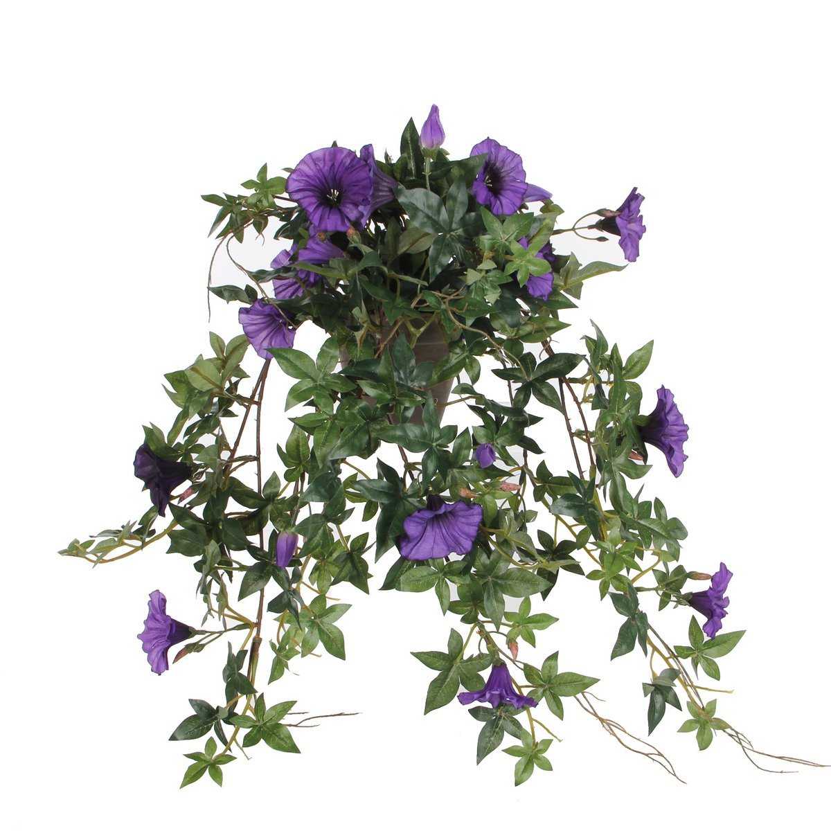 Plante artificielle à suspendre en forme de pétunia dans un pot de fleur Stan - L25 x l45 x H50 cm - Violet foncé