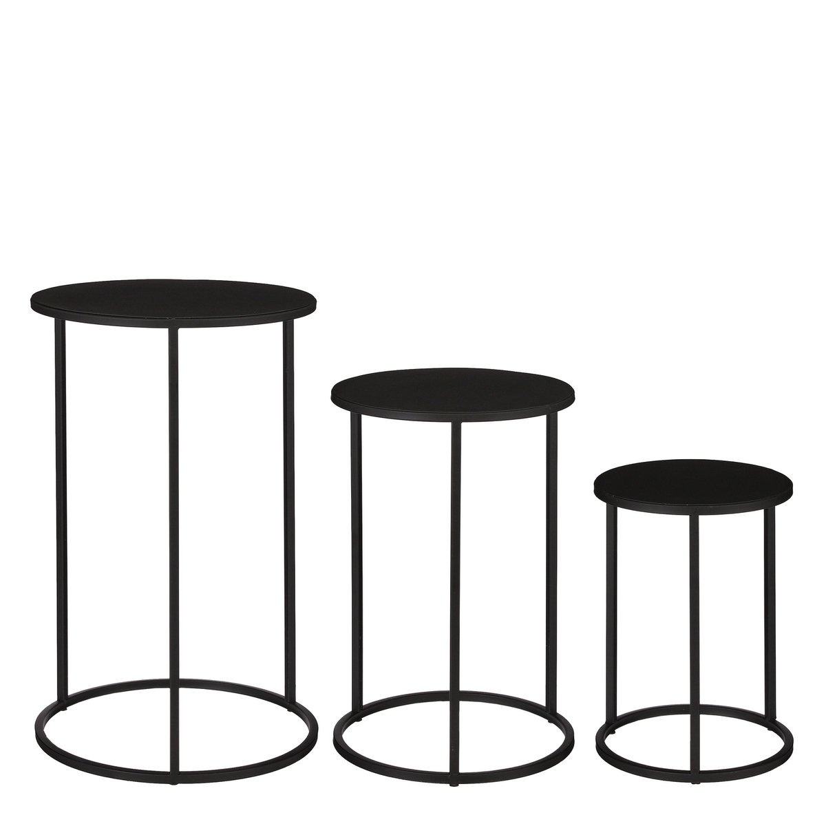 Table d'appoint Quinty / Lot de 3 - H50 x Ø32 cm - Métal - Noir