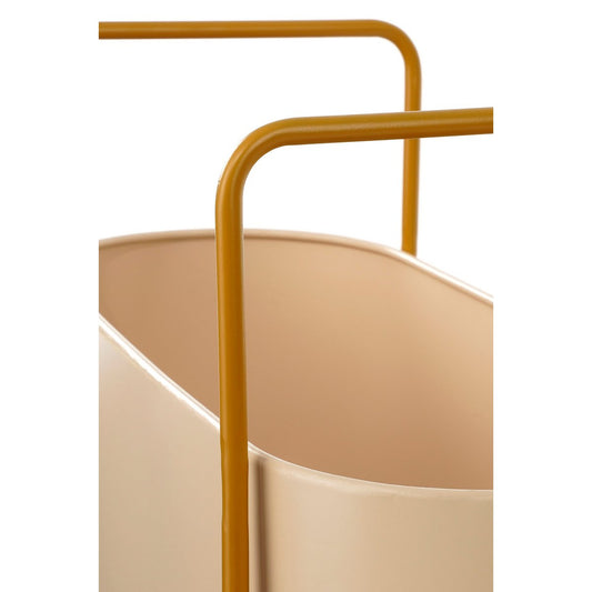 Jardinière sur Pied Shandy - L54 x L23 x H48 cm - Métal - Blanc Cassé, Marron Clair