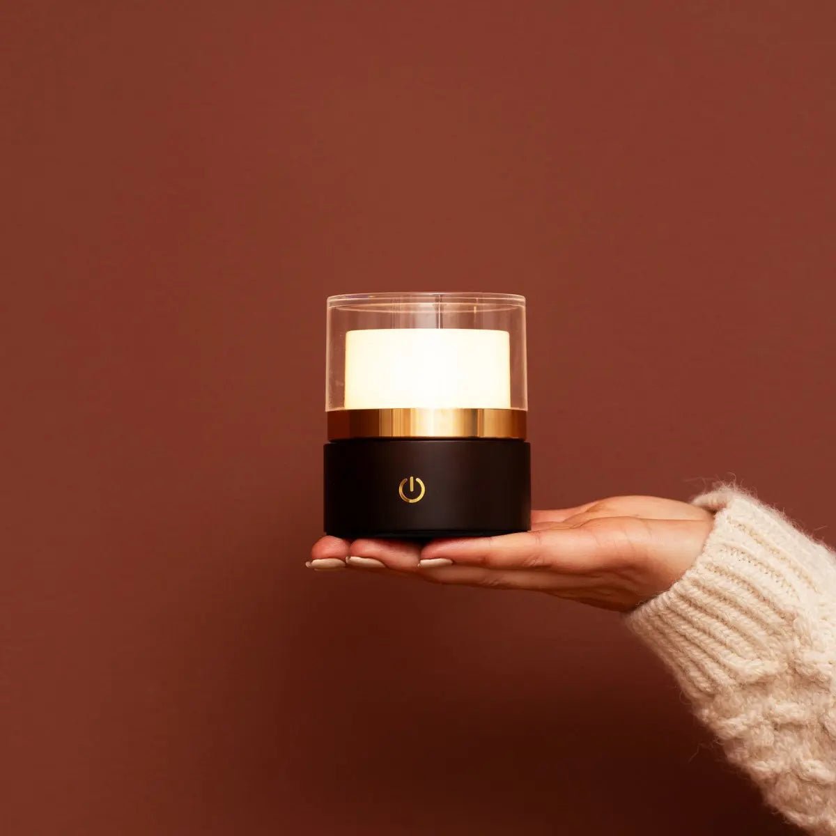 Lampe rechargeable compacte sans fil Leo Marron foncé – Bois naturel, lumière à intensité variable