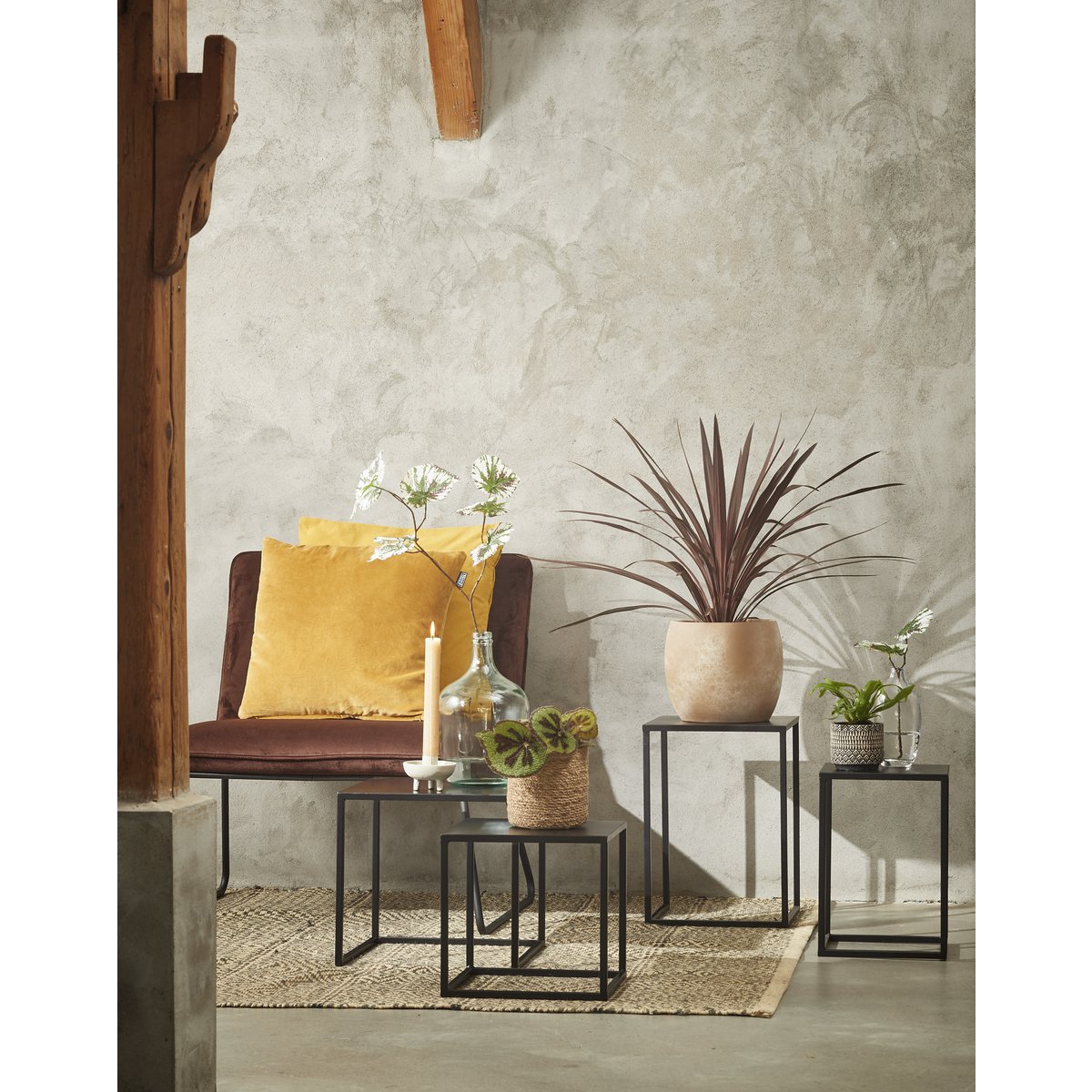 Table d'appoint Goa - Lot de 2 - L30 x l30 x H42 cm - Métal - Noir