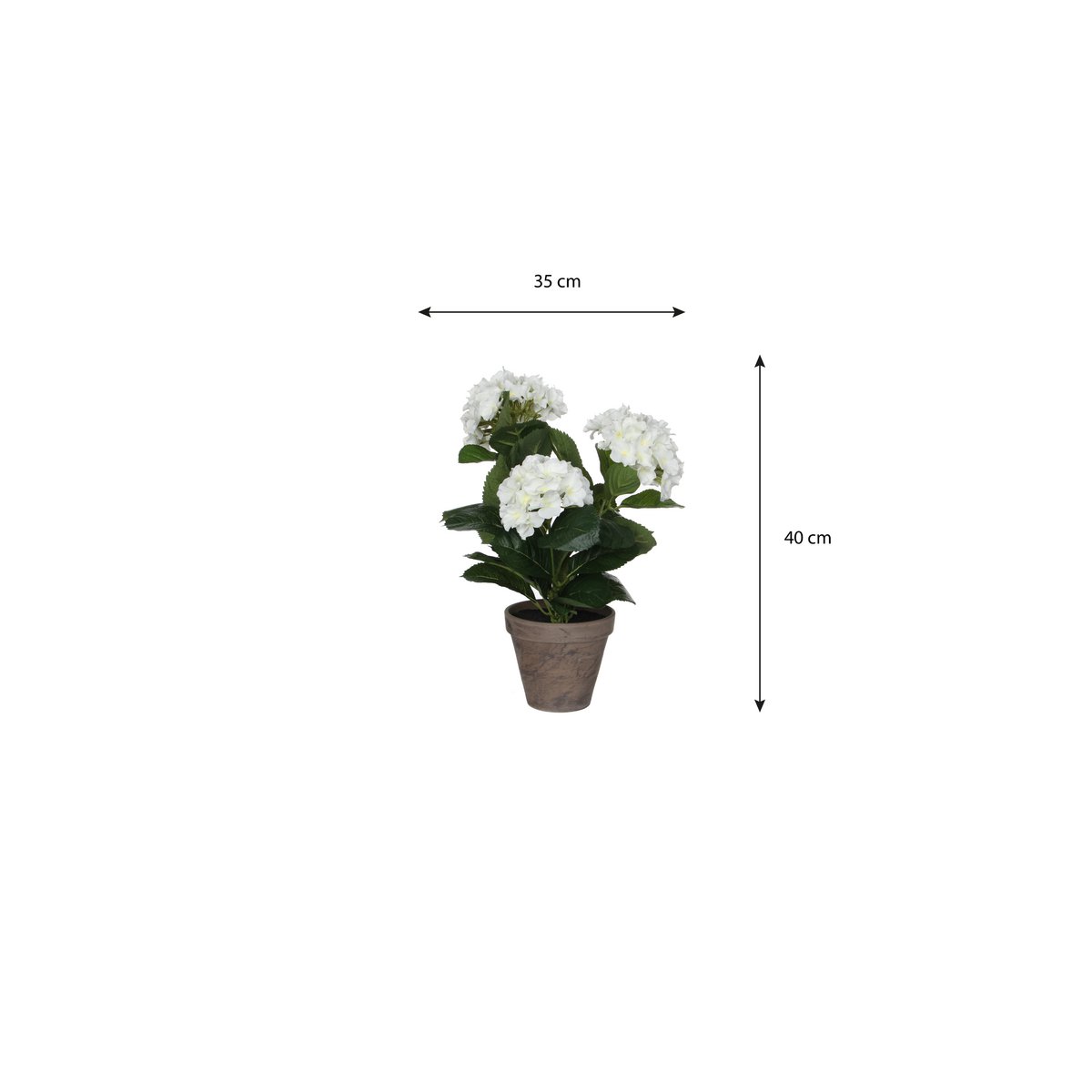 Plante Hortensia Artificielle en Pot de Fleur Stan - H40 x Ø35 cm - Blanc