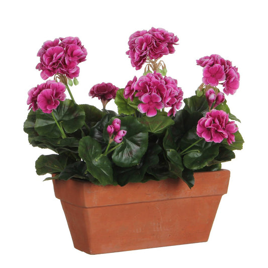 Plante de Géranium Artificielle en Boîte de Balcon - L29 x L13 x H40 cm - Violet