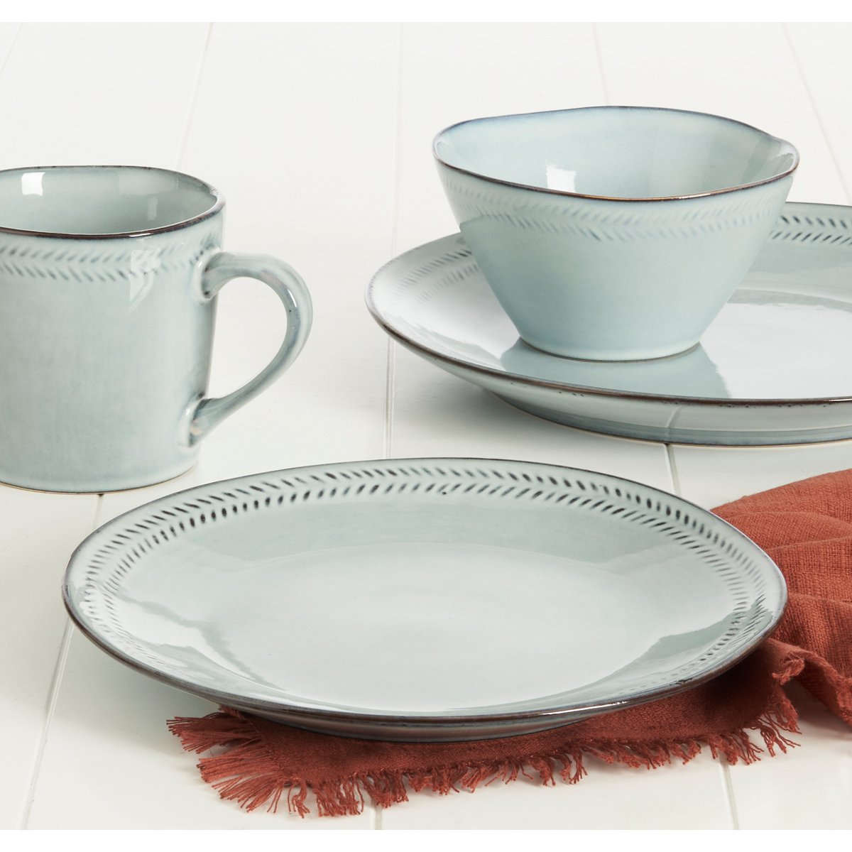 Ensemble de services Racco 4 personnes - grès - gris clair