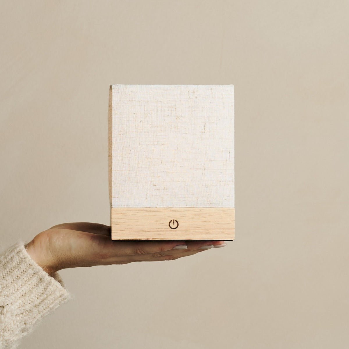 Lampe sans fil marron clair Zano avec bois et lin - Éclairage d'ambiance, lampe de table à LED avec batterie