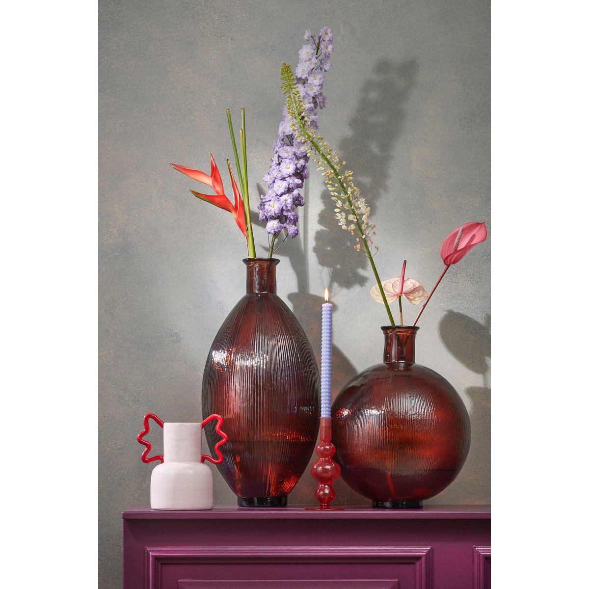Vase Bouteille Firenza - H42 x Ø34 cm - Verre recyclé - Marron Foncé