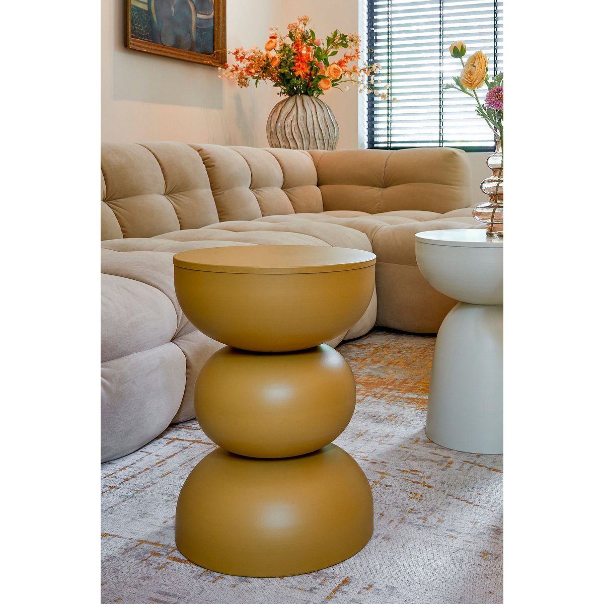 Table d'appoint Luna - H46 x Ø32 cm - metal - Ocre Jaune