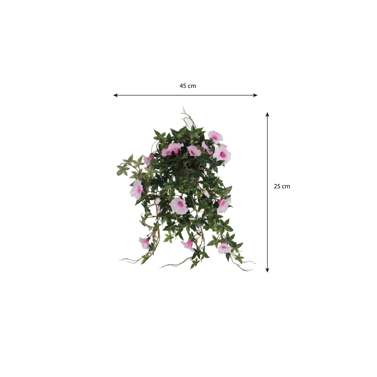 Plante artificielle à suspendre en pot de fleurs Stan - L25 x l45 x H50 cm - Rose