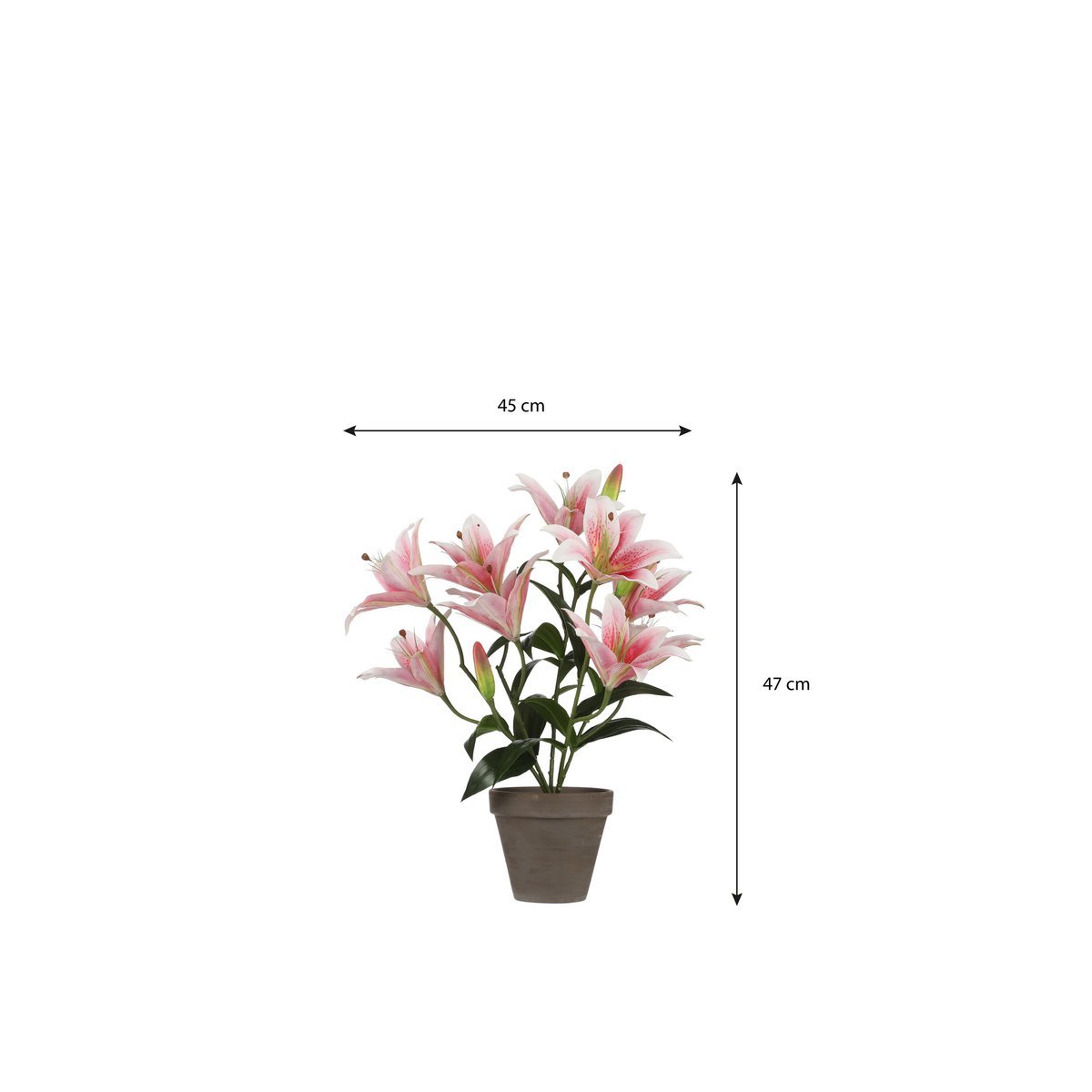 Plante de Lys Tigré Artificiel en Pot de Fleur Stan - H47 x Ø45 cm - Rose
