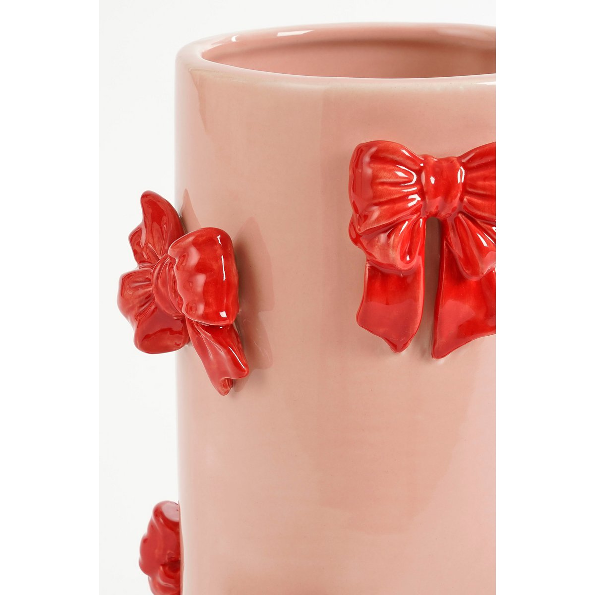 Vase avec des arcs - H26 x Ø17 cm - Dolomite - rouge, rose clair