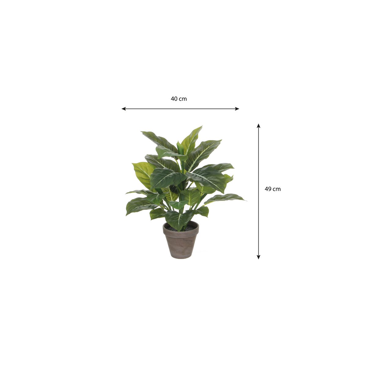 Plante Artificielle à Feuilles Persistantes en Pot de Fleur Stan - H49 x Ø40 cm - Vert