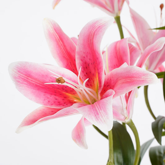 Plante de Lys Tigré Artificiel en Pot de Fleur Stan - H47 x Ø45 cm - Fuchsia