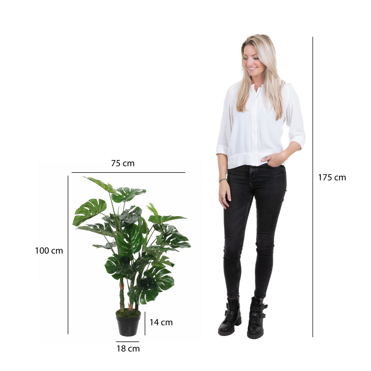 Plante Artificielle Monstera - H100 x Ø75 cm - Vert