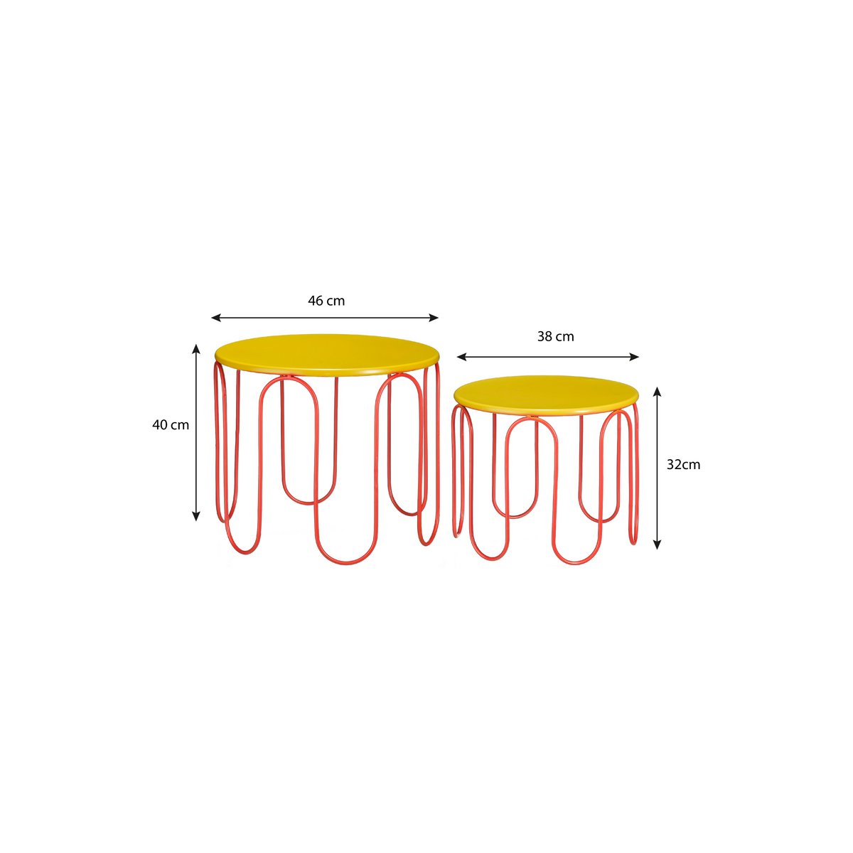 Tableau de la Dione - Ensemble de 2 - H40 X Ø46 cm - Métal - Jaune