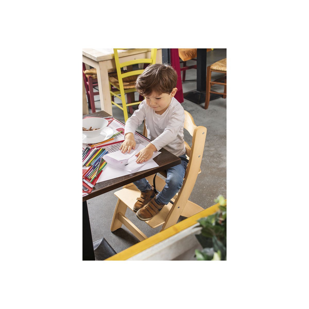 Trapstoel 'Thilo', blank gelakt