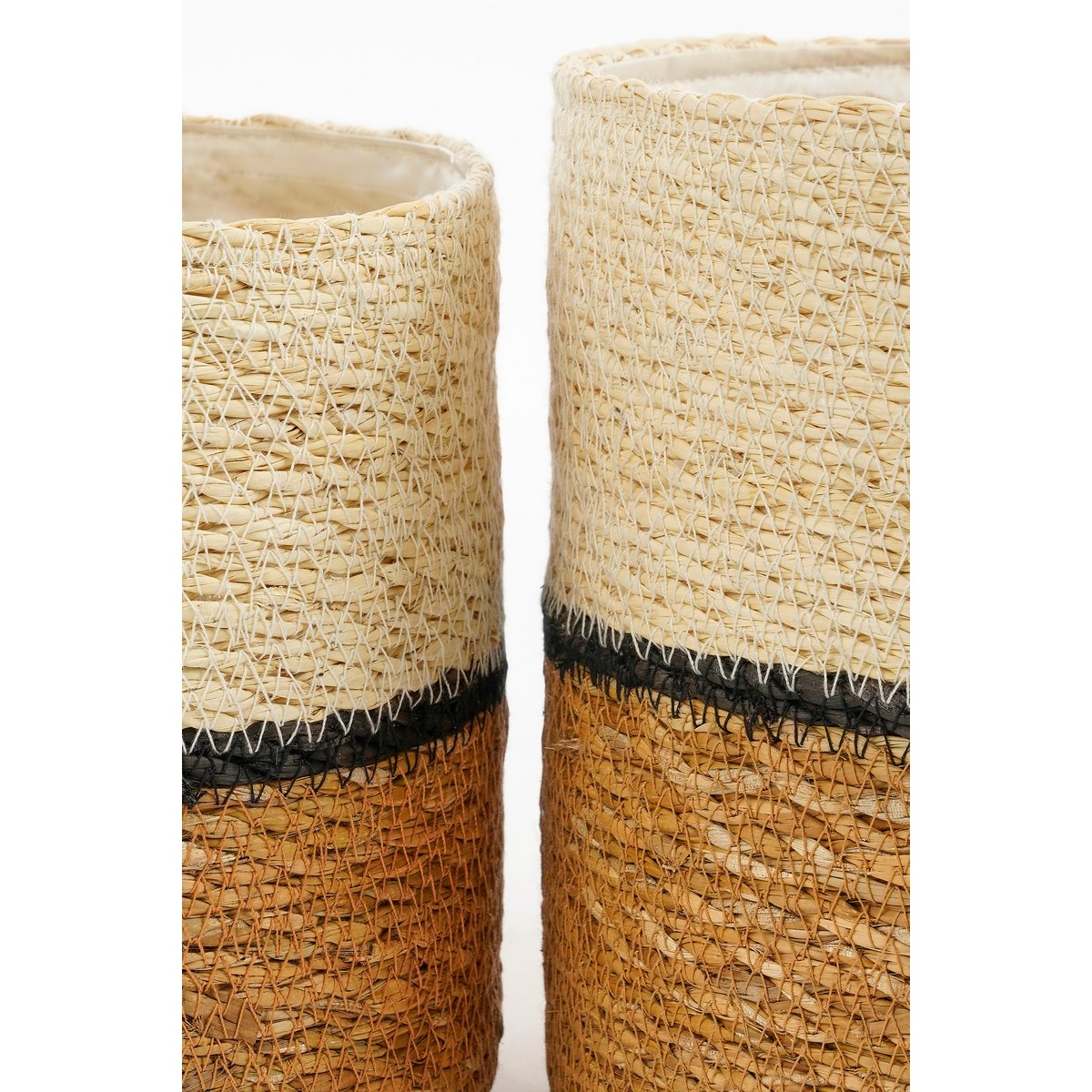 Panier végétal Damian - Ensemble de 2 - H20 x Ø20 cm - herbe maritime - blanc