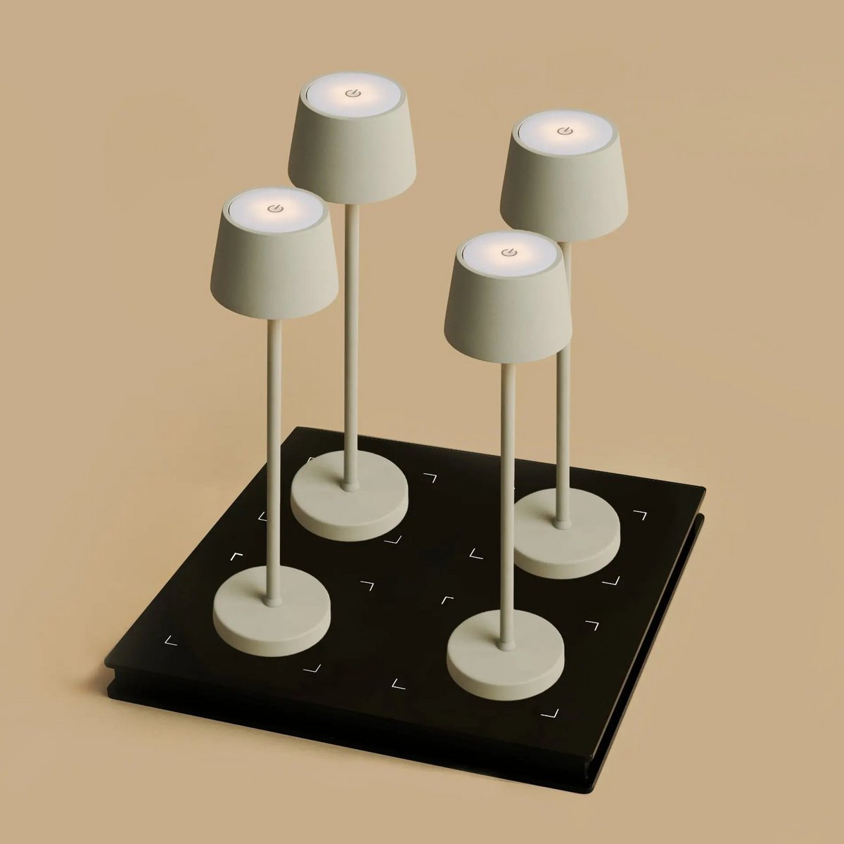 Combi set professionnel - 4 X Vondel Mini Shadow Grey Grey Rechargeable Table Lampes et 1 X Amstel Wireless Station Wireles