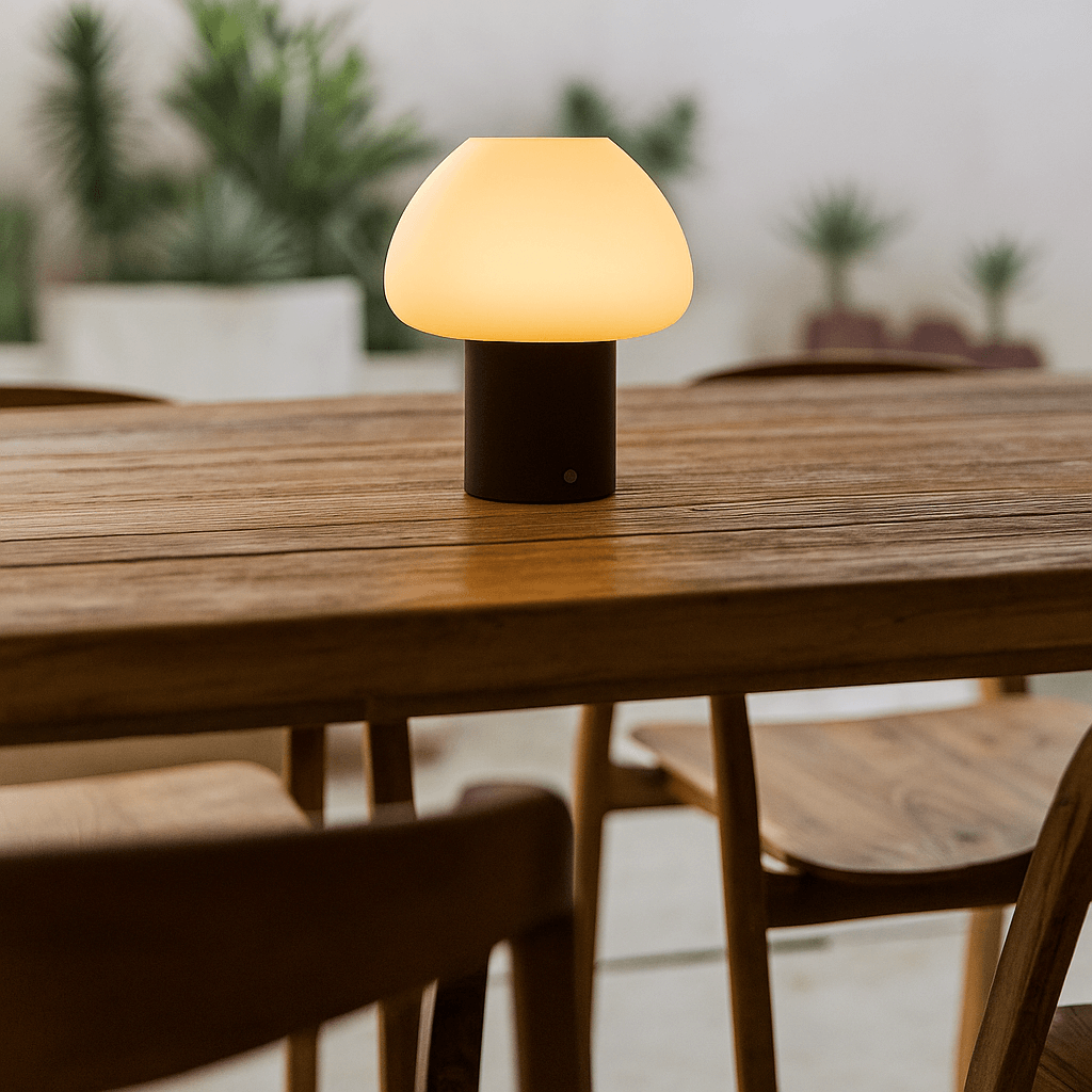 Lampe en bois Fynn marron foncé – Lumière rechargeable et à intensité variable