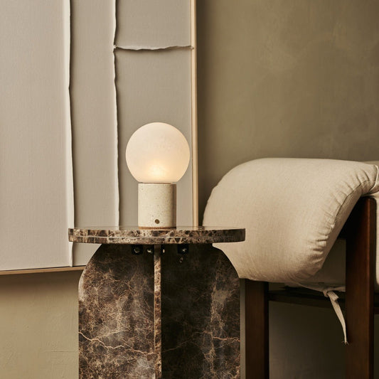 Metsu Beige / Travertino Classico – Lampe de table rechargeable en Travertin