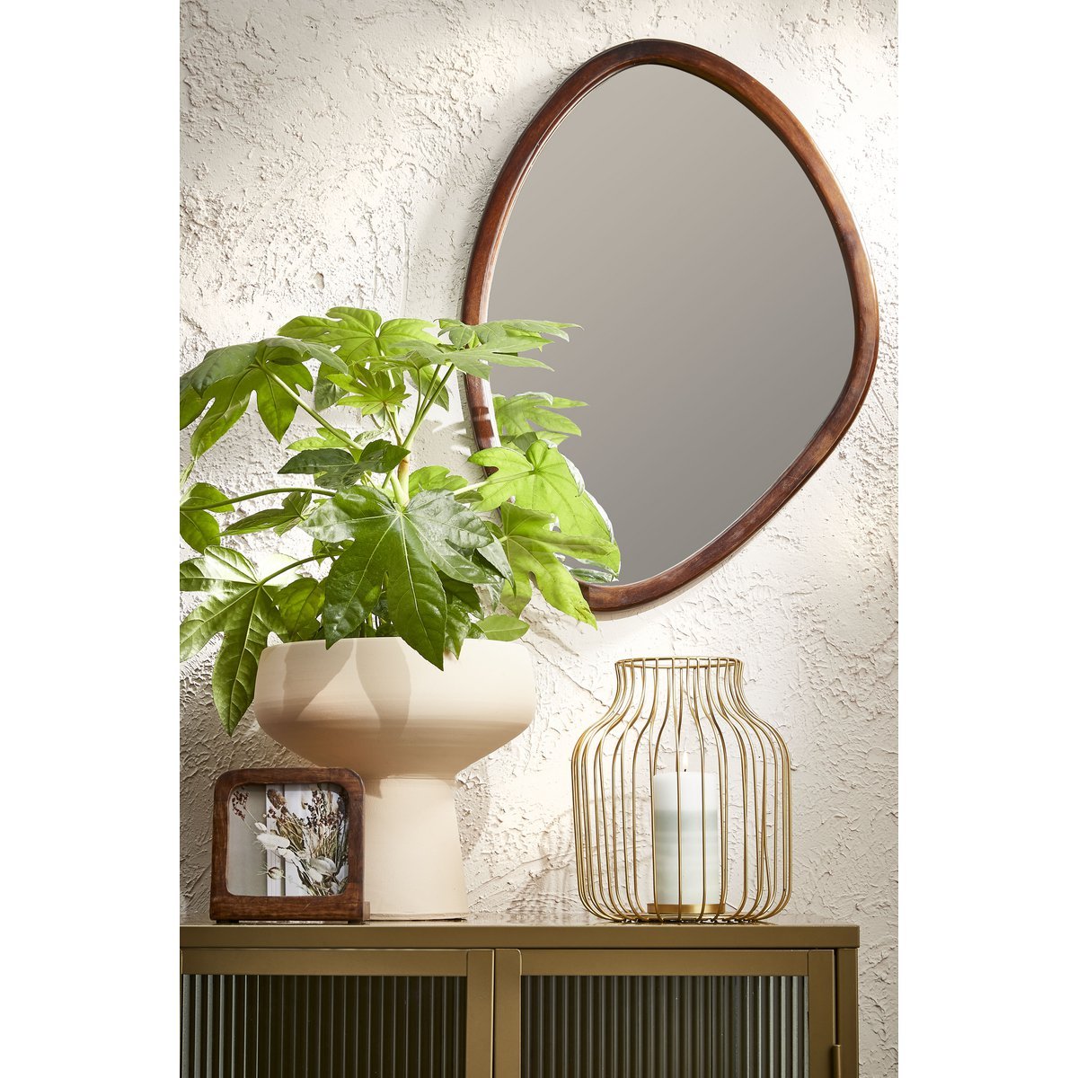 Miroir mural Bosco / L50 x L69 cm - Bois de manguier - Marron foncé